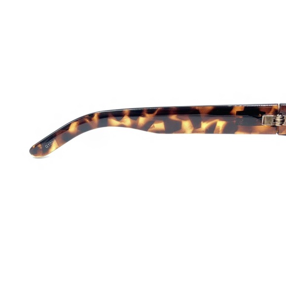 Gucci G1002 Dark Brown Tortoise Rectangle Wrap Sunglasses Gray Lens Designer - Picture 10 of 12